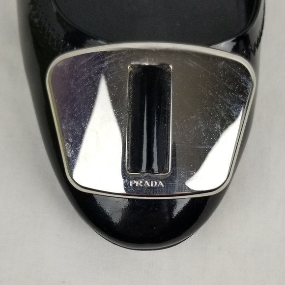 Prada Patent Leather Low Block Heels Pumps  36.5 - Picture 9 of 11